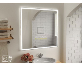 Зеркало с подсветкой и встроенной розеткой для ванной комнаты Люмиро Слим
