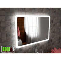 Зеркало с мягкой подсветкой для ванной комнаты Катани на батарейках (аккумуляторе)